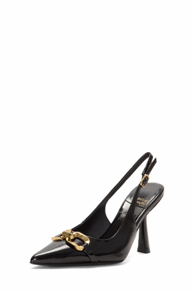 Jeffrey Campbell Women ACCLAIM_CH BLACK CRINKLE PATENT GOLD