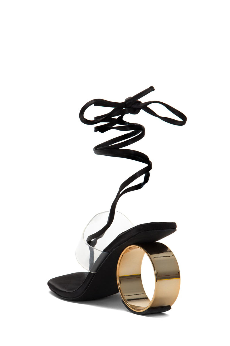 Jeffrey Campbell Women NONAGON BLACK SATIN GOLD