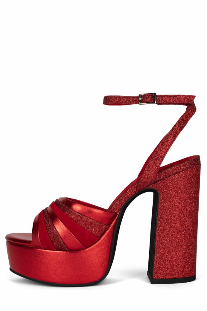 Jeffrey Campbell Women BOOGIE_DWN RED GLITTER COMBO