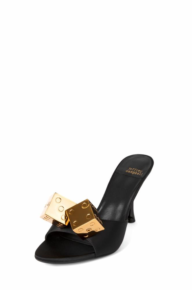 Jeffrey Campbell Women DICE BLACK SATIN GOLD