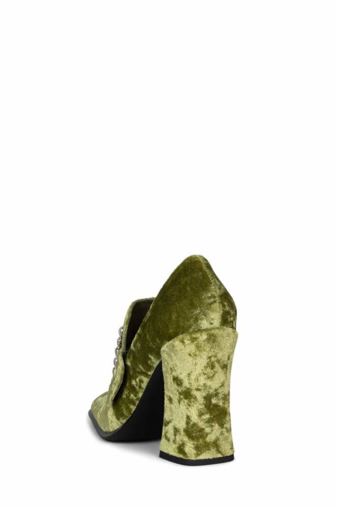 Jeffrey Campbell Women NOSTALGIA GREEN CRUSHED VELVET SILVER