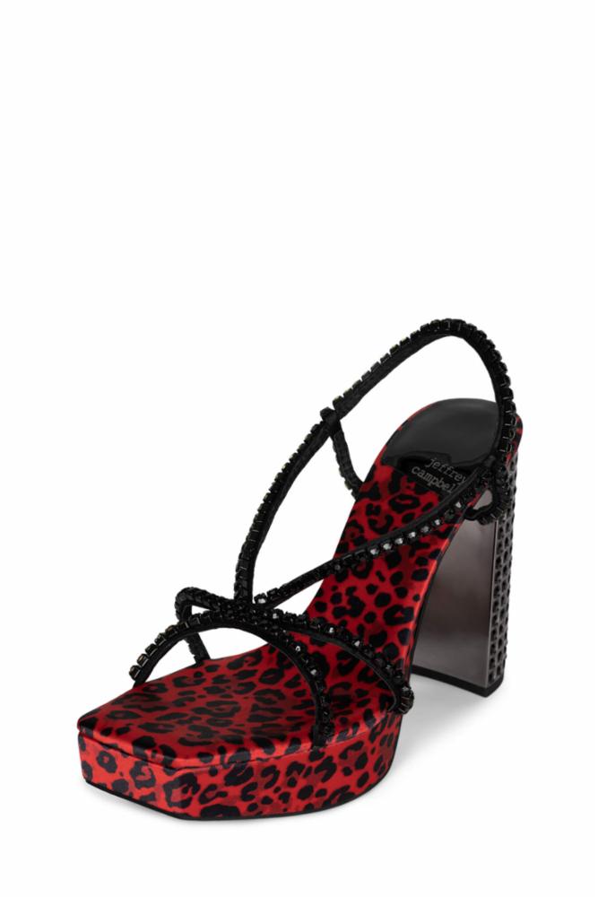 Jeffrey Campbell Women NUITE RED CHEETAH PEWTER FABRIC