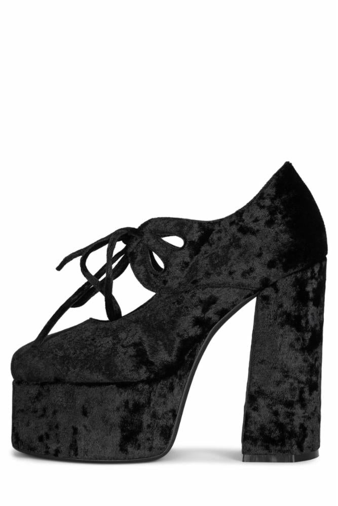 Jeffrey Campbell Women YARA BLACK CRUSHED VELVET FABRIC