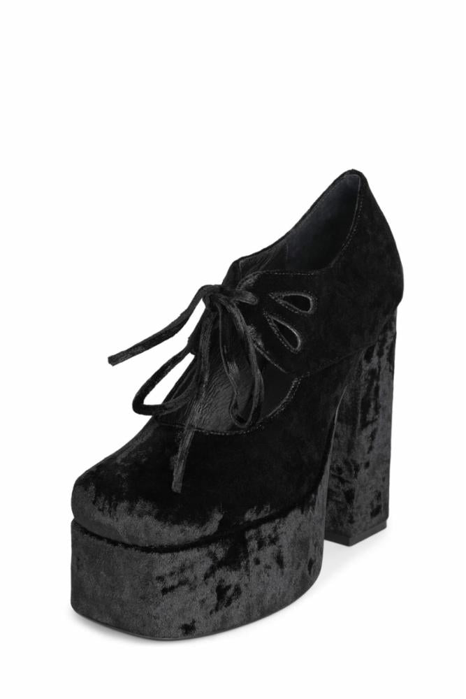 Jeffrey Campbell Women YARA BLACK CRUSHED VELVET FABRIC