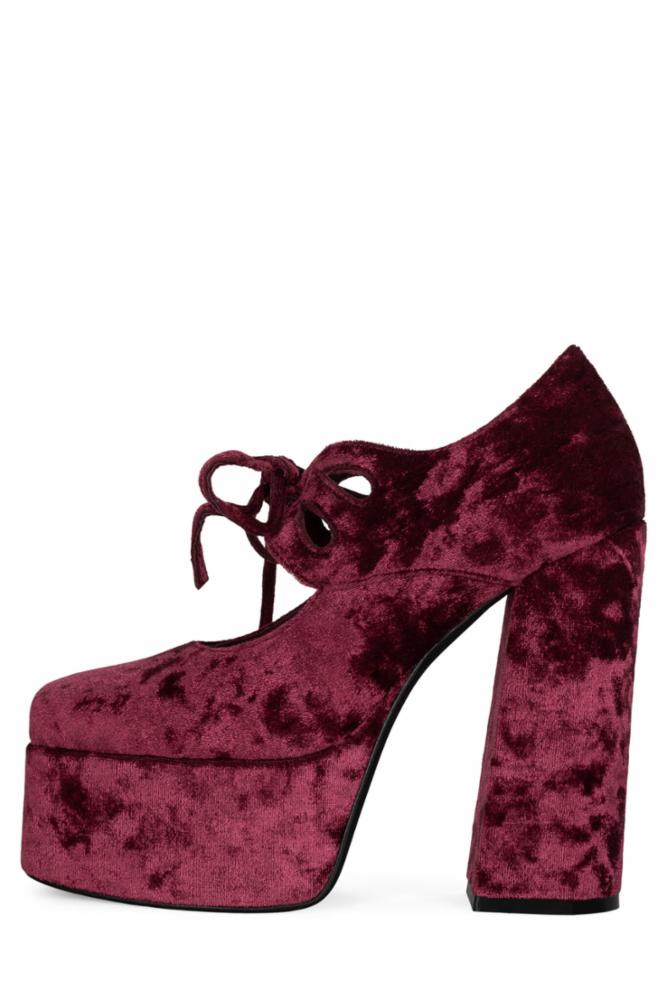 Jeffrey Campbell Women YARA RED CRUSHED VELVET FABRIC